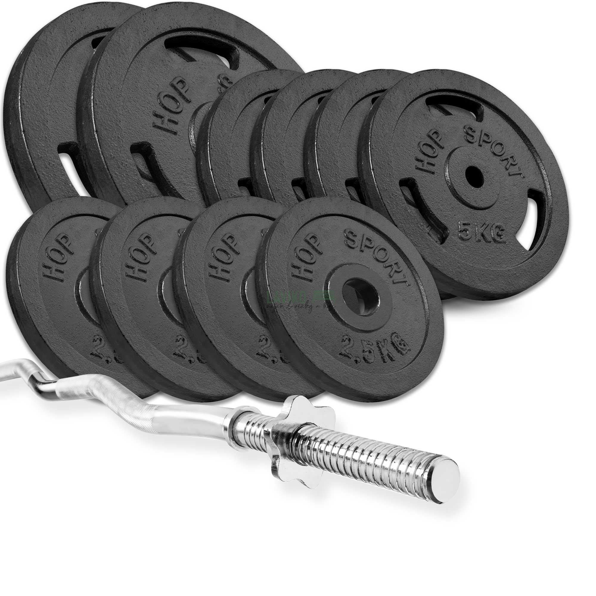 Litinový nakládací činkový set TAJGA, 57 kg
