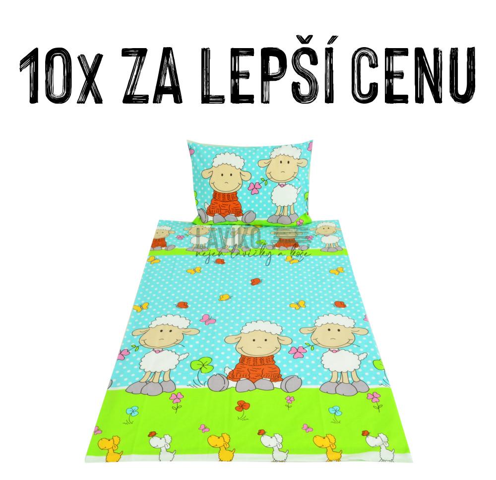 VÝHODNÁ SADA - 10x Dětské bavlněné povlečení OVEČKA, modrá