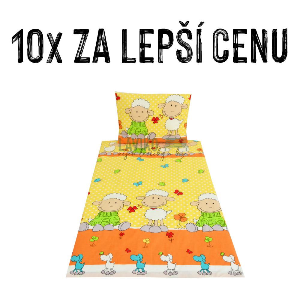 VÝHODNÁ SADA - 10x Dětské bavlněné povlečení OVEČKA, žlutá