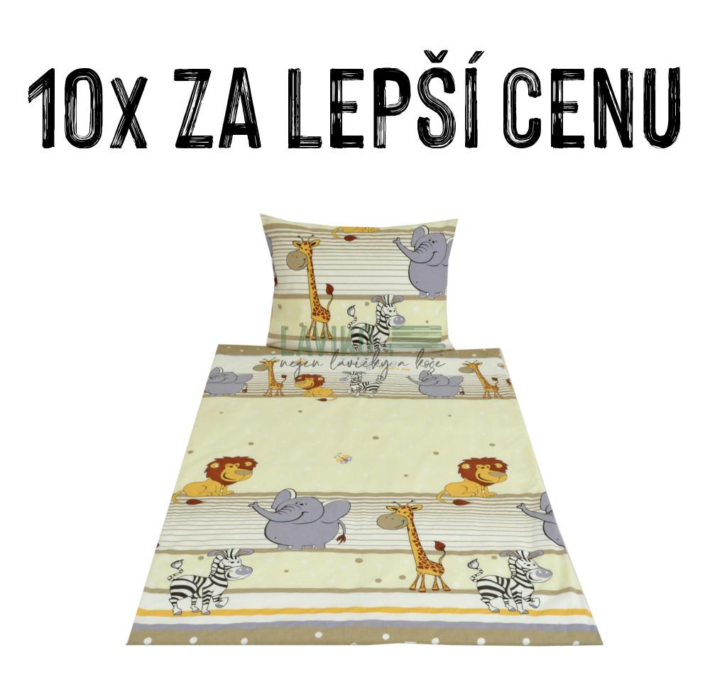 VÝHODNÁ SADA - 10x Dětské bavlněné povlečení LVÍČEK, béžová