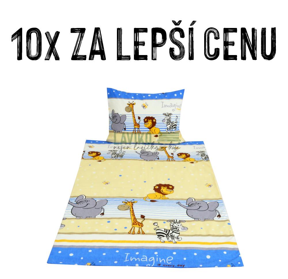 VÝHODNÁ SADA - 10x Dětské bavlněné povlečení LVÍČEK, modrá