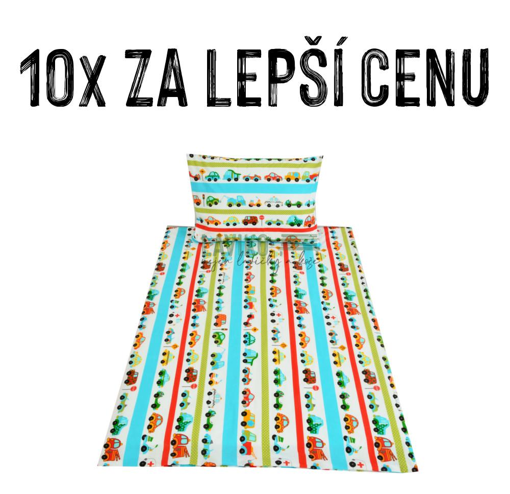 VÝHODNÁ SADA - 10x Dětské bavlněné povlečení AUTÍČKA