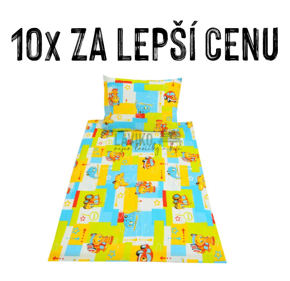VÝHODNÁ SADA - 10x Dětské krepové povlečení DOPRAVA