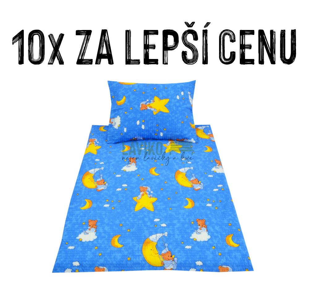 VÝHODNÁ SADA - 10x Dětské krepové povlečení MĚSÍČEK, modré