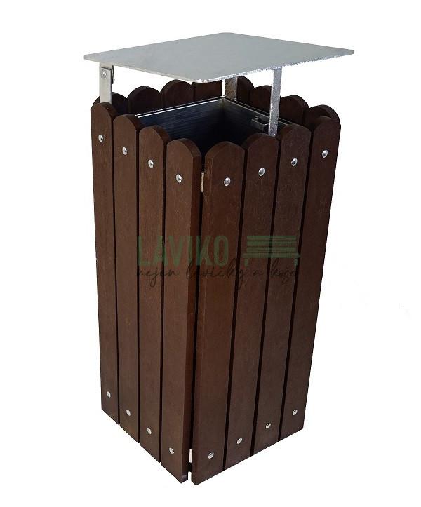 Odpadkový koš SENHEIM se stříškou, recyklát