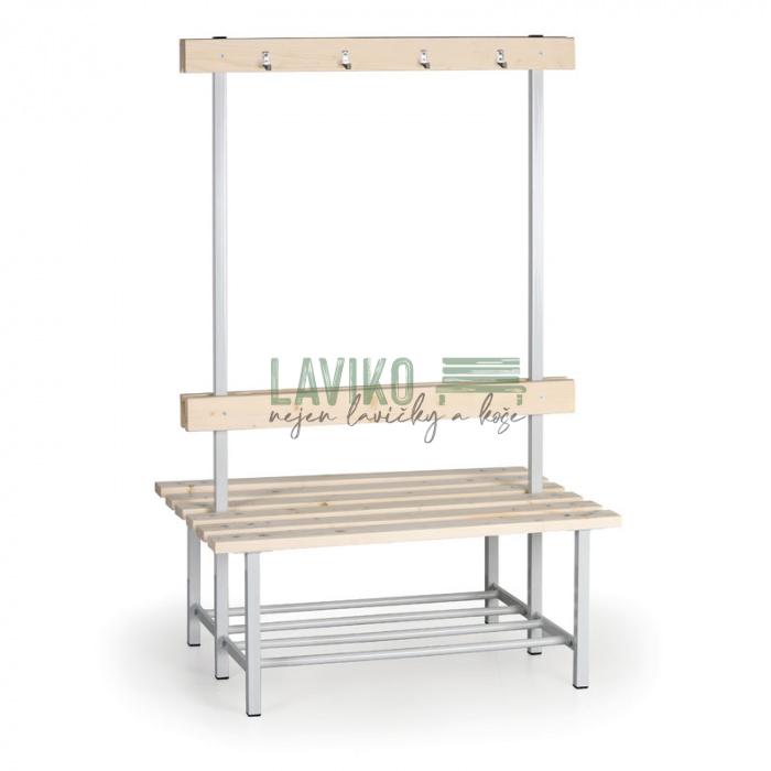 Šatní lavička LATIFA, 100 cm, s věšákem a botníkem, oboustranná