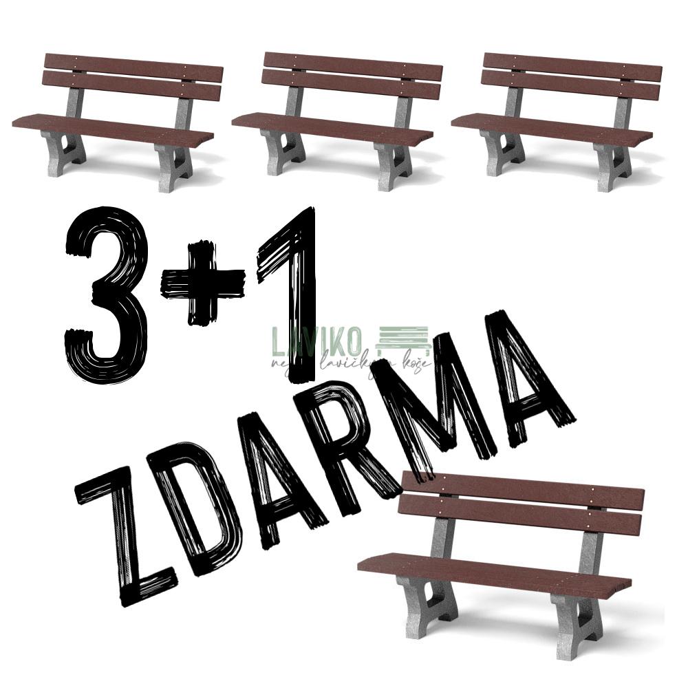 VÝHODNÁ SADA 3+1 ZDARMA - Venkovní lavička HÁŇA, recyklát