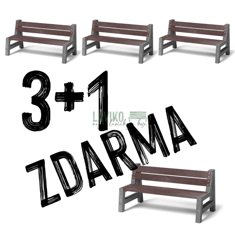 VÝHODNÁ SADA 3+1 ZDARMA - Venkovní lavička ZAŇA, recyklát