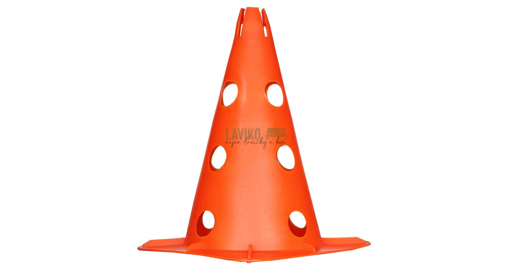 Tréninkový kužel KONIQ s otvory, plastový, oranžový