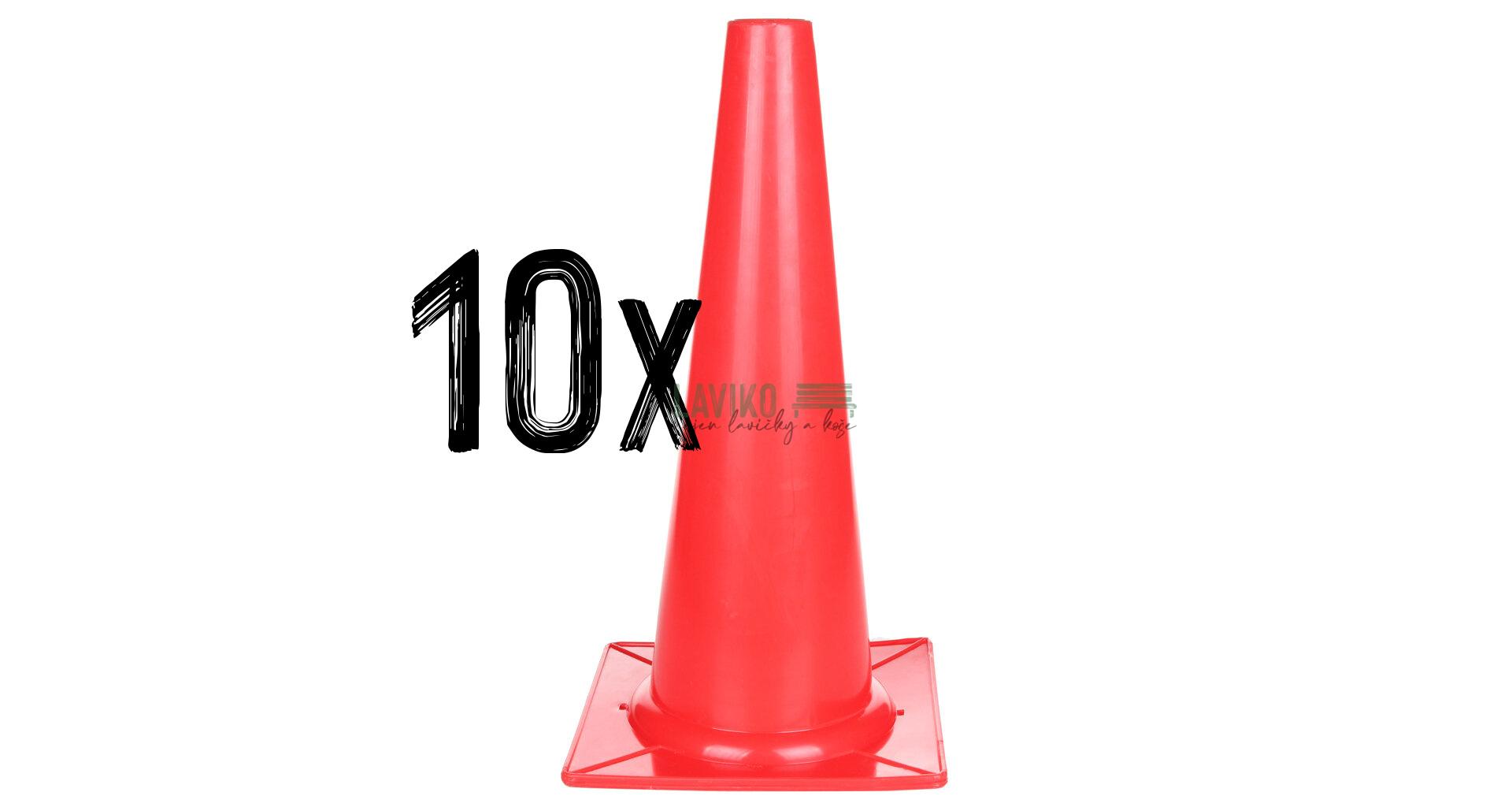 VÝHODNÁ SADA - 10x Tréninkový kužel, plastový, červený