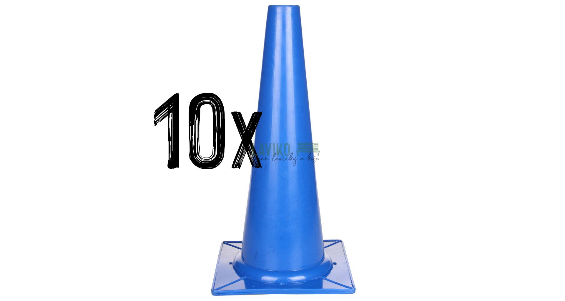 VÝHODNÁ SADA - 10x Tréninkový kužel, plastový, modrý