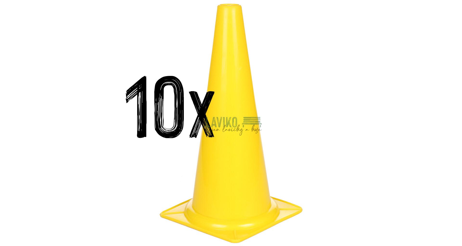 VÝHODNÁ SADA - 10x Tréninkový kužel, plastový, žlutý