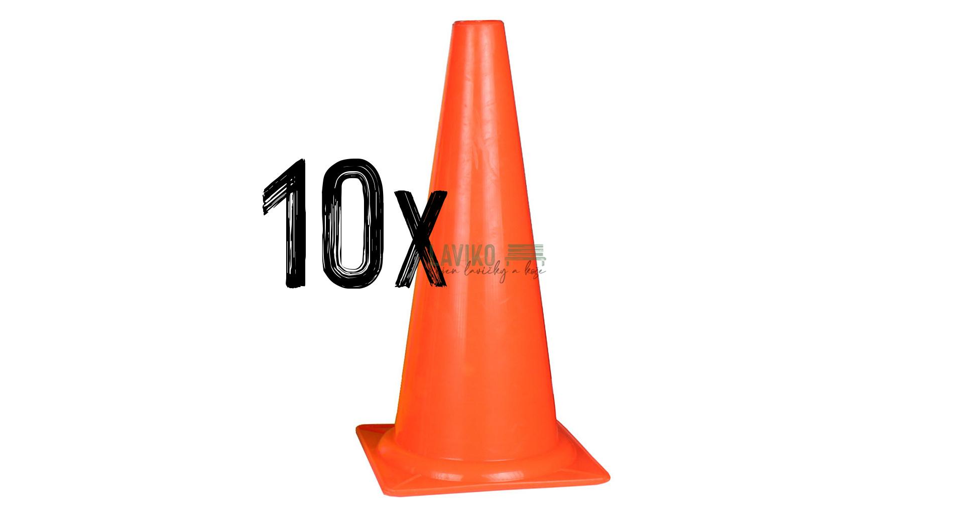 VÝHODNÁ SADA - 10x Tréninkový kužel, plastový, oranžový
