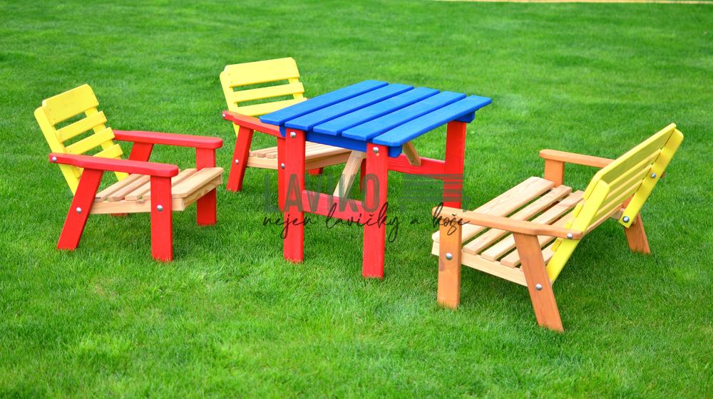 Dětský zahradní set KAMÉLIE, 2x křeslo, 1x lavice