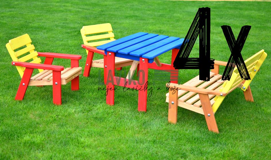 VÝHODNÁ SADA - 4x Dětský zahradní set KAMÉLIE, 2x křeslo, 1x lavice