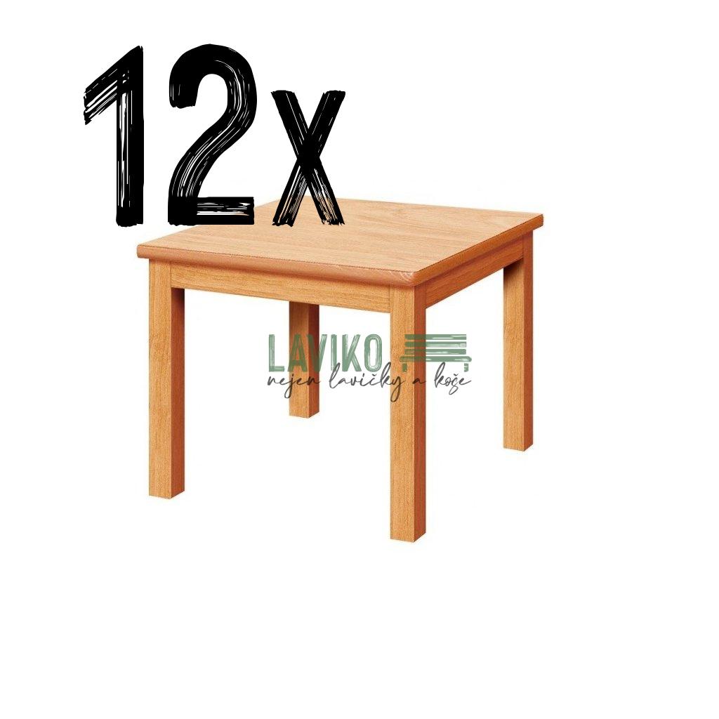 VÝHODNÁ SADA - 12x Dětský stůl MELISA, čtverec, buk přírodní