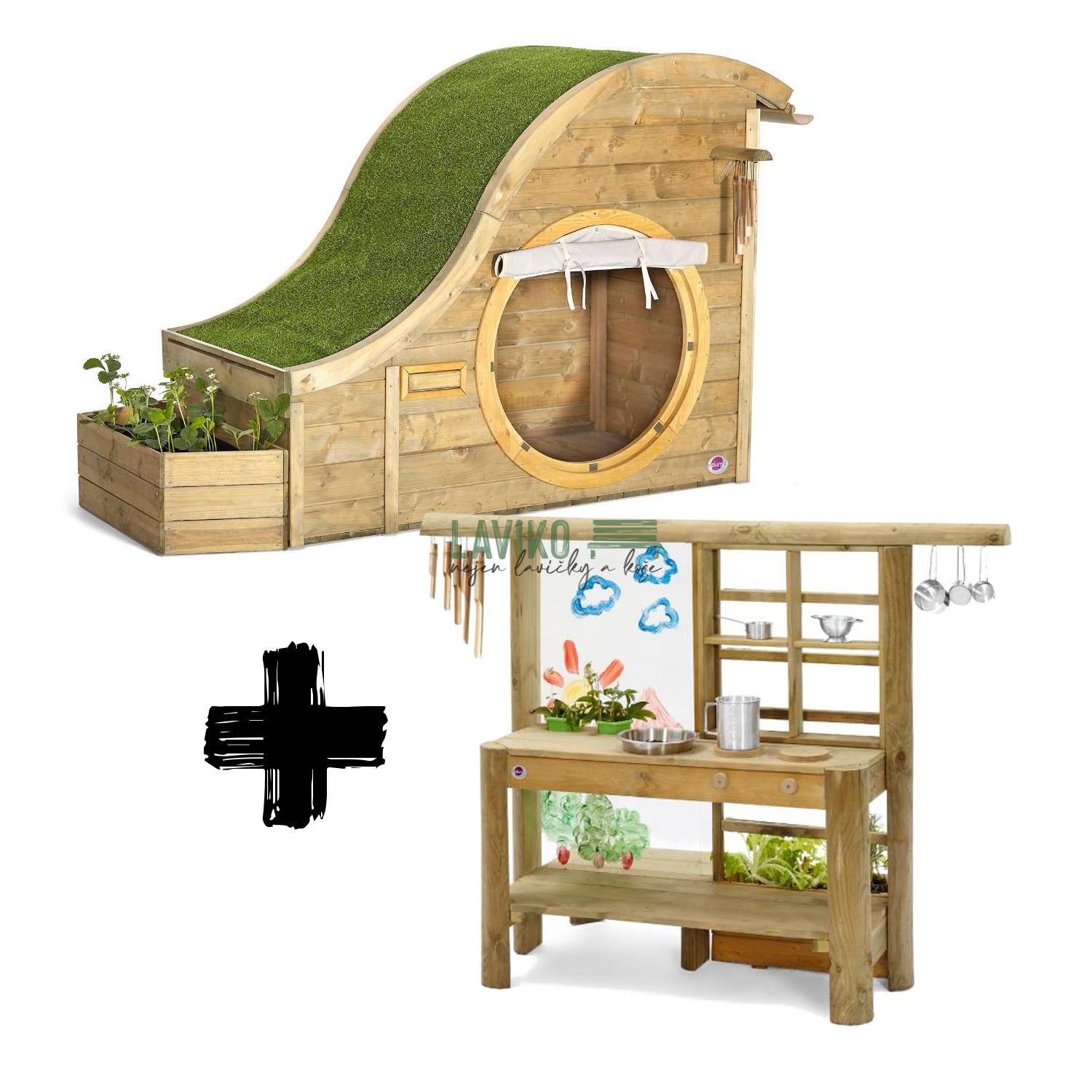 VÝHODNÁ SADA - Domeček HOBIT Nature House + Kuchyňka HOBIT Nature Kitchen