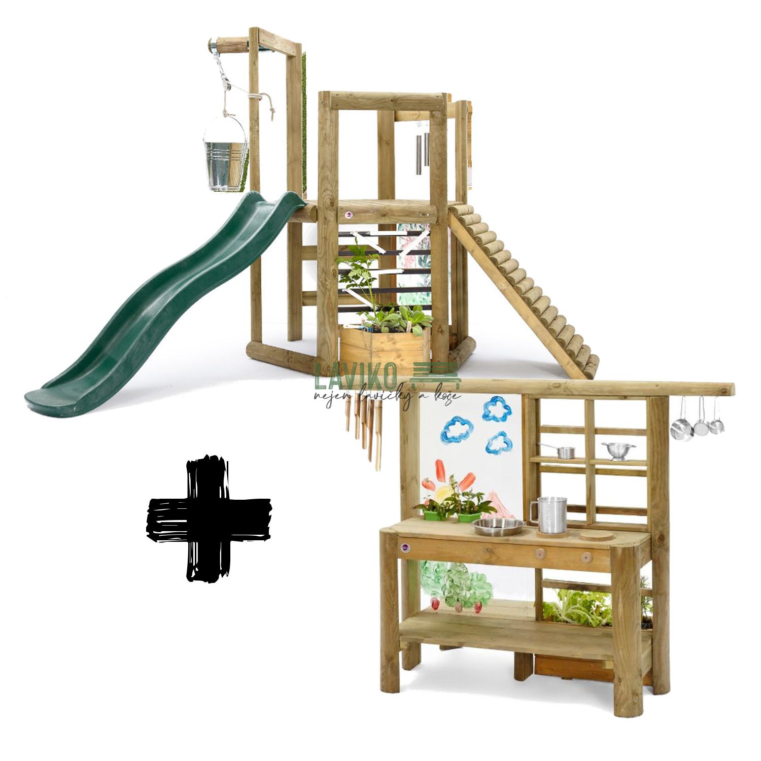 VÝHODNÁ SADA - Domeček HOBIT Playhouse Rodeo + Kuchyňka HOBIT Nature Kitchen  