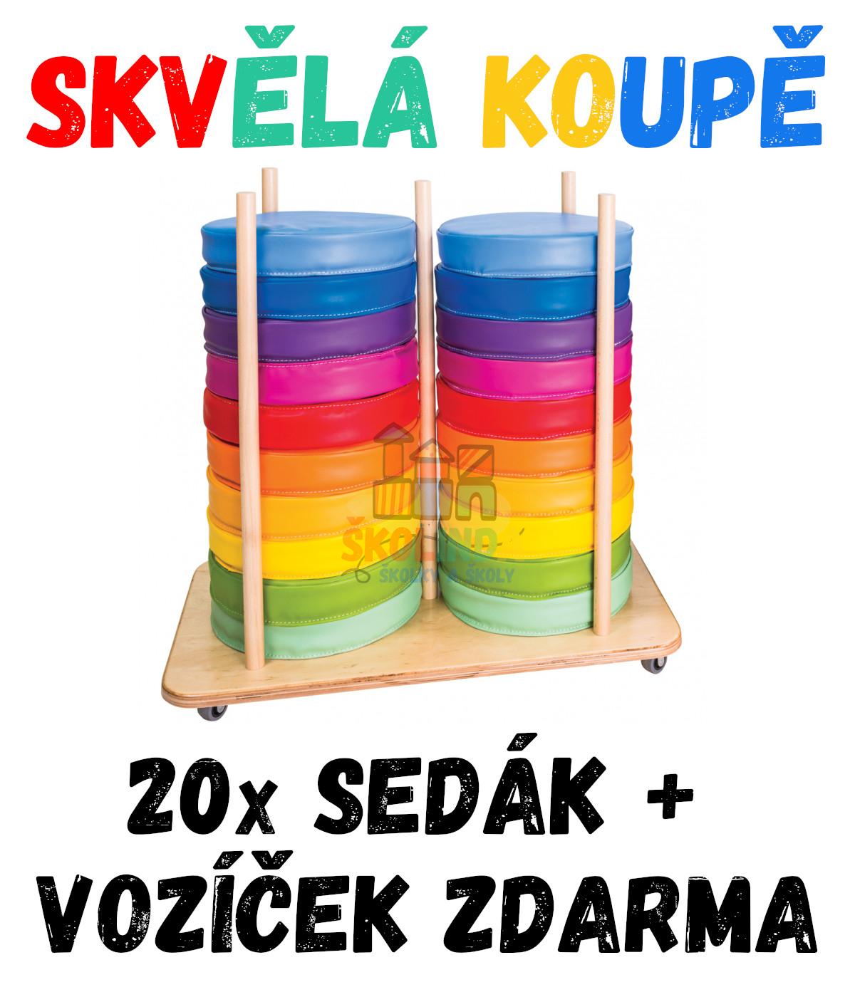 SKVĚLÁ KOUPĚ - 20x Molitanový sedák RAINBOW, kulatý + vozíček ZDARMA