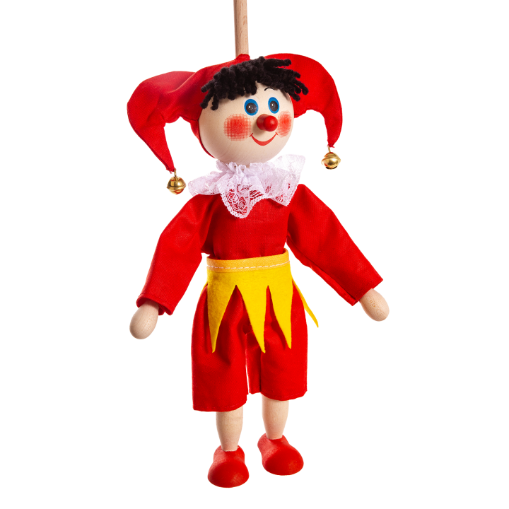 Česká loutka bez nití - Kašpárek FERDA, 20 cm