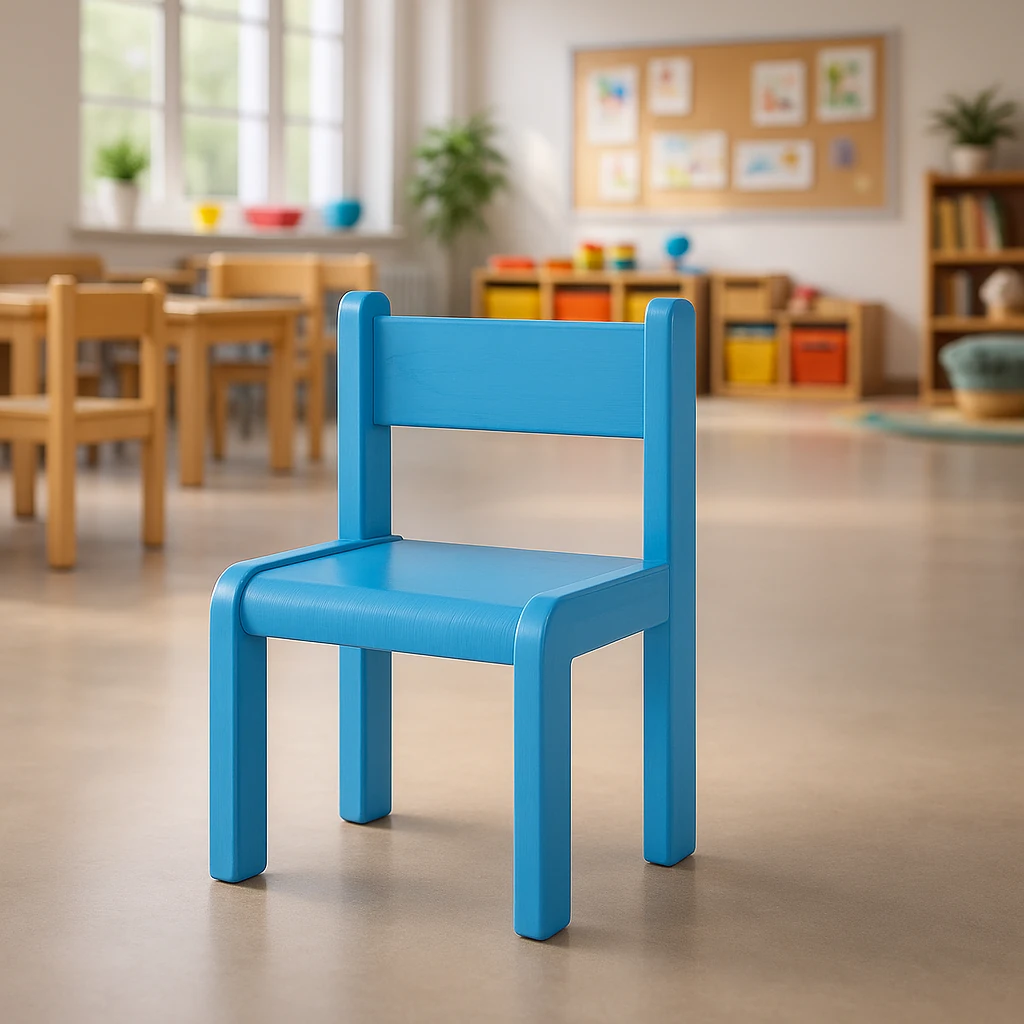 Dětská buková židle NORA, 26-46 cm, blankytně modrá mořená