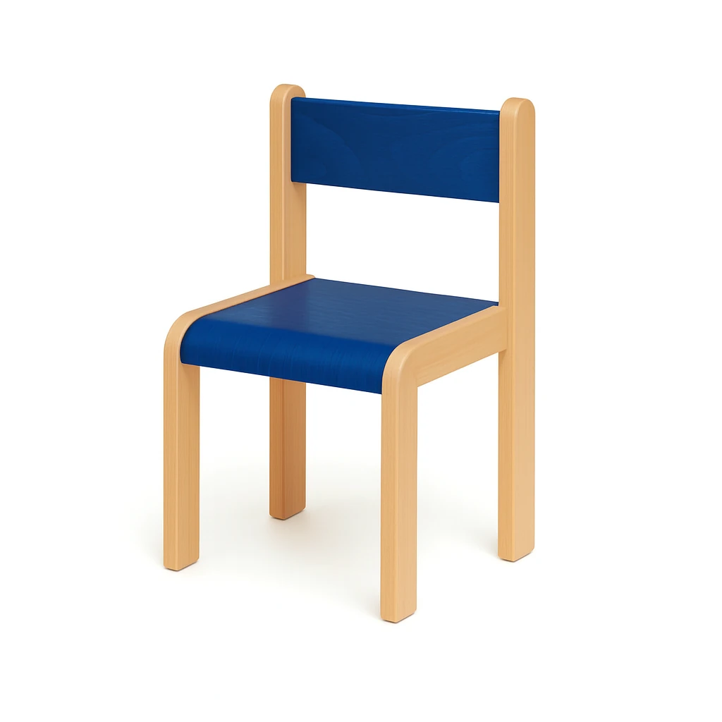 Dětská buková židle NORA, 26-46 cm, modrá mořená