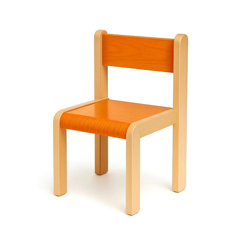 Dětská buková židle NORA, 26-46 cm, oranžová mořená