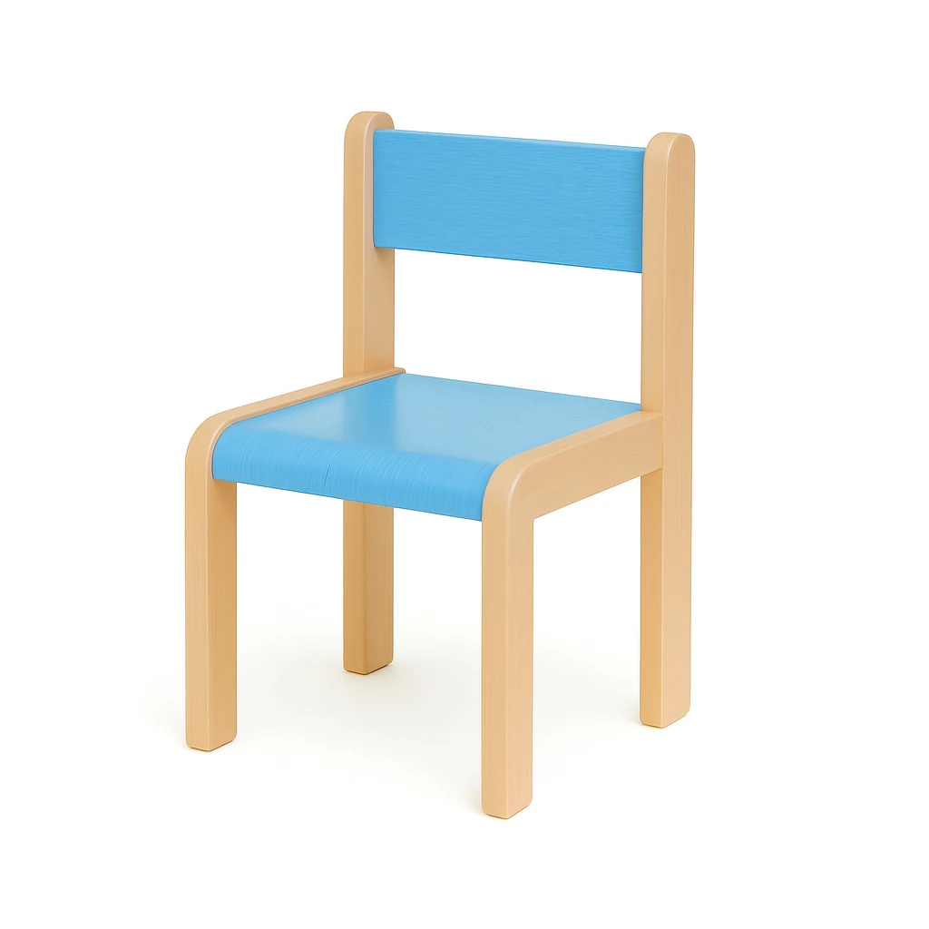 Dětská buková židle NORA, 26-46 cm, blankytně modrá mořená